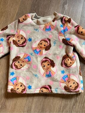 Ms. Rachel Girls Plush Velour Sweatshirt in Beige - 18m